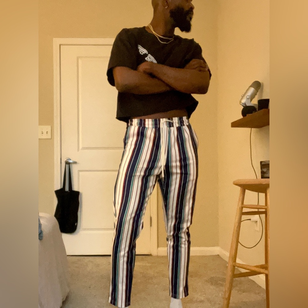 Multicolored striped drawstring pant